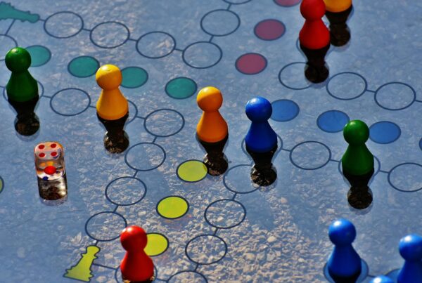 Blue and yellow board game